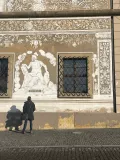 Sgraffito on the external facade of the former town hall in Mladá Boleslav